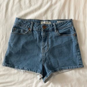high-waisted denim shorts